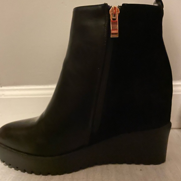 🇬🇧 black leather and suede platform ankle boots ✨ - Picture 9 of 13